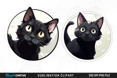 Watercolor Black Cat Illustration Clipart Product Image 1