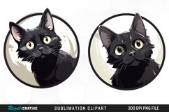 Watercolor Black Cat Illustration Clipart Product Image 1