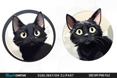 Watercolor Black Cat Illustration Clipart Product Image 1