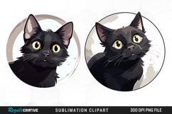 Watercolor Black Cat Illustration Clipart Product Image 1