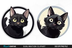 Watercolor Black Cat Illustration Clipart Product Image 1