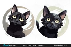 Watercolor Black Cat Illustration Clipart Product Image 1
