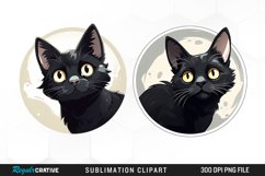 Watercolor Black Cat Illustration Clipart Product Image 1