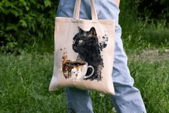 Watercolor Black Cat and Coffee Clipart Bundle Product Image 2