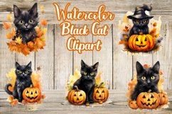 Watercolor Halloween Cat Sublimation Clipart Product Image 1