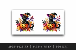 Watercolor black cat hat on jack-o-lantern pumpkin Halloween circular print 20 oz tumbler skinny mug wrap clipart t-shirt sublimation printable design