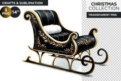 Black &amp; Gold Christmas Sleigh Clipart PNG Product Image 1