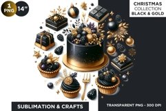 Black &amp; Gold Christmas Desserts and sweets Clipart Product Image 1