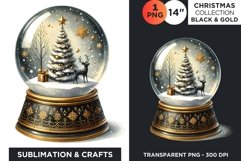 Watercolor Black &amp; Gold Christmas Snowball Clipart PNG Product Image 1