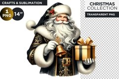 Black &amp; Gold Santa claus Clipart PNG Product Image 1