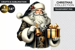 Black & Gold Santa claus Clipart PNG Product Image 1