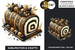 Black &amp; Gold Christmas Log Clipart - buche de noel Product Image 1