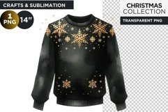 Black &amp; Gold Christmas Ugly sweater Clipart PNG Product Image 1