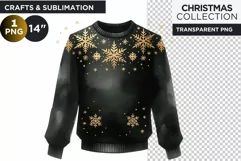 Black & Gold Christmas Ugly sweater Clipart PNG Product Image 1