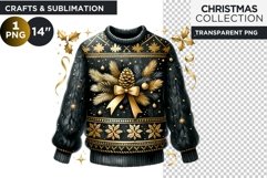 Black &amp; Gold Christmas Ugly sweater Clipart PNG Product Image 1