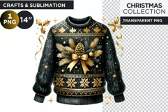 Black & Gold Christmas Ugly sweater Clipart PNG Product Image 1