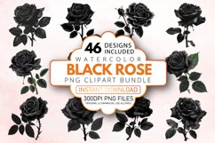 Watercolor Black Rose Clipart Bundle Product Image 1