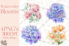 Soft Watercolor Floral Clipart, Spring Bouquets, Flowers PNG Product Image 1
