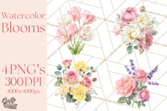 Soft Watercolor Floral Clipart, Spring Bouquets, Flowers PNG Product Image 1