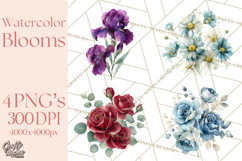 Soft Watercolor Floral Clipart, Spring Bouquets, Flowers PNG Product Image 1