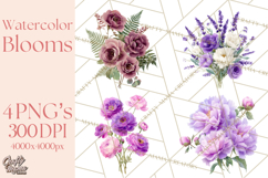 Soft Watercolor Floral Clipart, Spring Bouquets, Flowers PNG Product Image 1