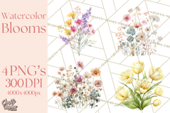 Soft Watercolor Floral Clipart, Spring Bouquets, Flowers PNG Product Image 1