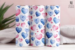 Watercolor Blue and Pink Hearts Pattern Tumbler Design Product Image 10