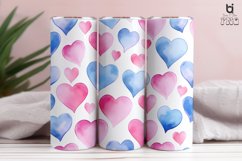 Watercolor Blue and Pink Hearts Pattern Tumbler Design Product Image 12