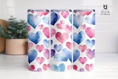 Watercolor Blue and Pink Hearts Pattern Tumbler Design Product Image 13