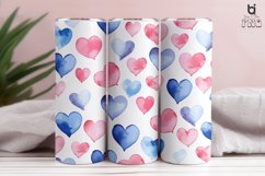 Watercolor Blue and Pink Hearts Pattern Tumbler Design Product Image 6