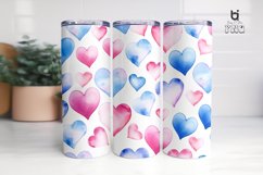 Watercolor Blue and Pink Hearts Pattern Tumbler Design Product Image 9