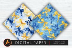 Watercolor Blue and Yellow Coquette Bows Background Product Image 1
