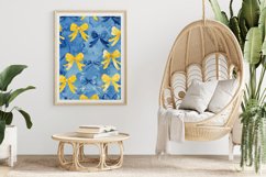 Blue and Yellow Coquette Bows Digital Paper Bundle Product Image 2