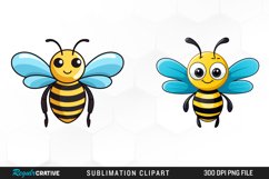 Watercolor Blue Bee Illustration PNG Clipart Product Image 1