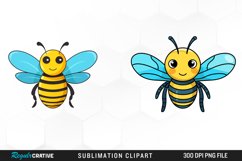 Watercolor Blue Bee Illustration PNG Clipart Product Image 1