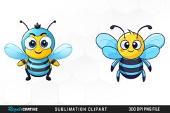 Watercolor Blue Bee Illustration PNG Clipart Product Image 1