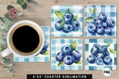 Blueberry Plaid Fruit Coaster | Summer Sublimation Coaster Product Image 1