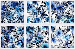 Floral Vine Backgrounds, 15x15 Blue Black Watercolor Papers Product Image 4