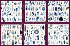 Boho Seamless Patterns, Seamless Blue Nature Boho Patterns Product Image 2