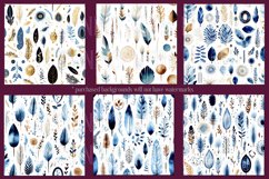 Boho Seamless Patterns, Seamless Blue Nature Boho Patterns Product Image 3