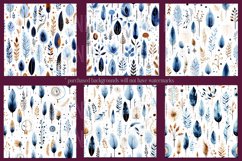Boho Seamless Patterns, Seamless Blue Nature Boho Patterns Product Image 6