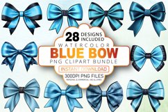 Watercolor Blue Bow Clipart Bundle Product Image 1