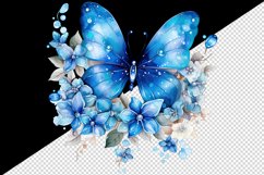 Watercolor blue butterflies floral sparkle flowers insect diamonds 20 oz tumbler skinny mug wrap clipart t-shirt sublimation printable design