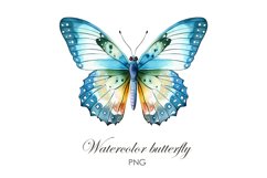 Watercolor blue butterfly