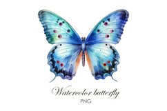 Watercolor blue butterfly PNG