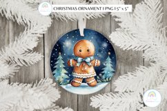 Watercolor Gingerbread Christmas Ornament Sublimation Product Image 1