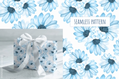 Watercolor Blue Daisy Seamless Pattern Product Image 3