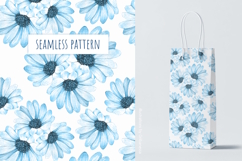 Watercolor Blue Daisy Seamless Pattern Product Image 2