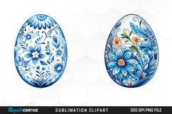 Watercolor Blue Easter Egg Sublimation PNG Clipart Product Image 1