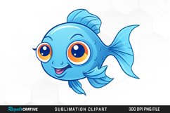 Watercolor Blue Fish Illustration PNG Clipart Product Image 1